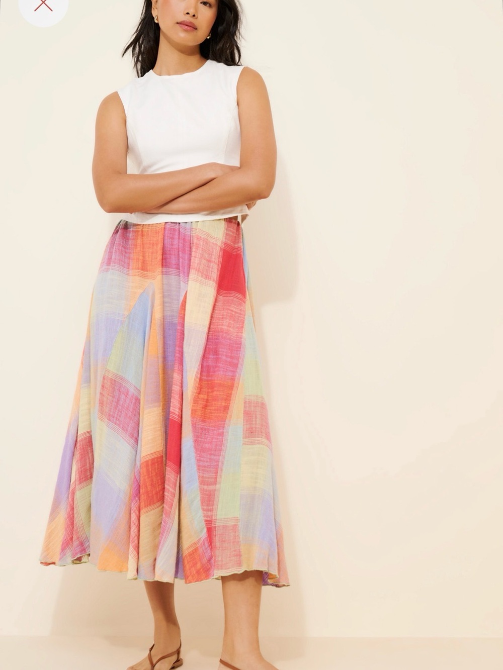 Free People Madras That Linen Midi Skirt - Picture 4 of 6